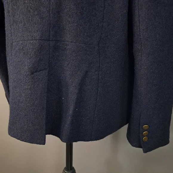 Talbots Womens Aberdeen Navy Blue Faux Fur Collar Wool Blend Jacket Blazer 16 - Picture 6 of 10